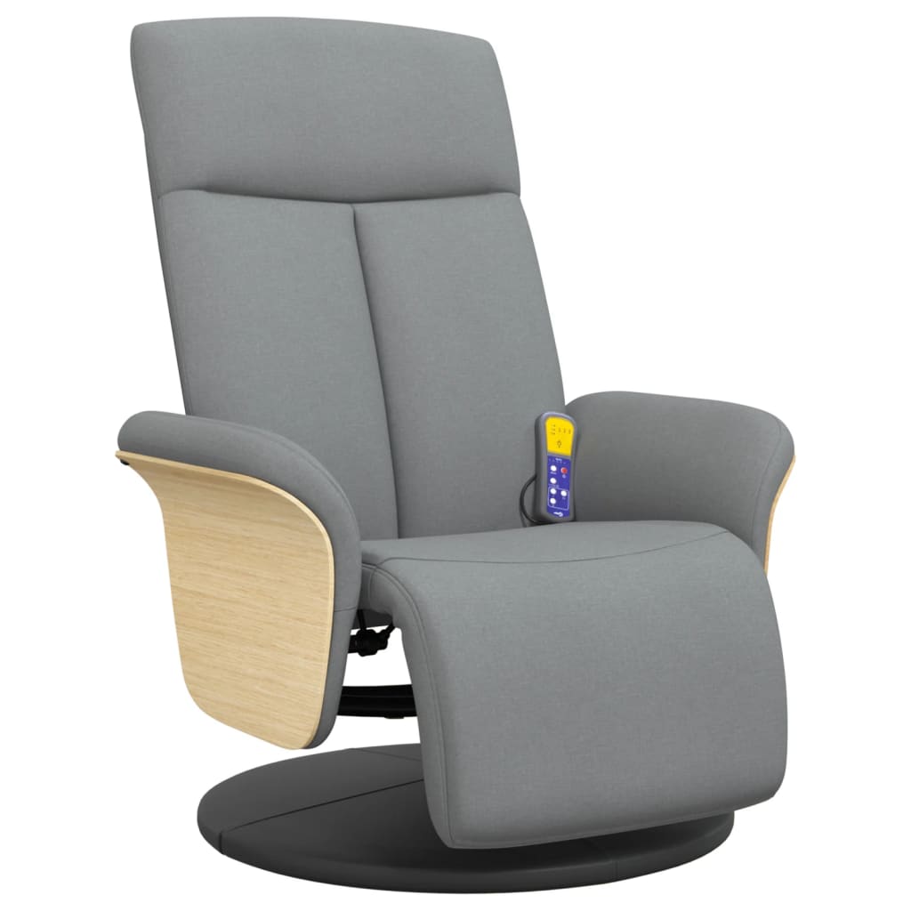 Fauteuil inclinable de massage et repose-pieds gris clair tissu - XIOS