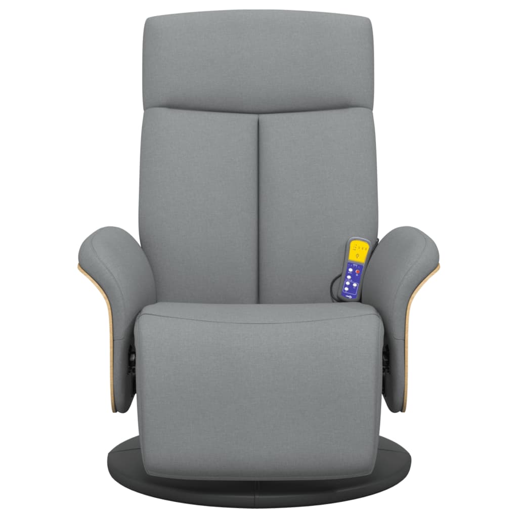Fauteuil inclinable de massage et repose-pieds gris clair tissu - XIOS