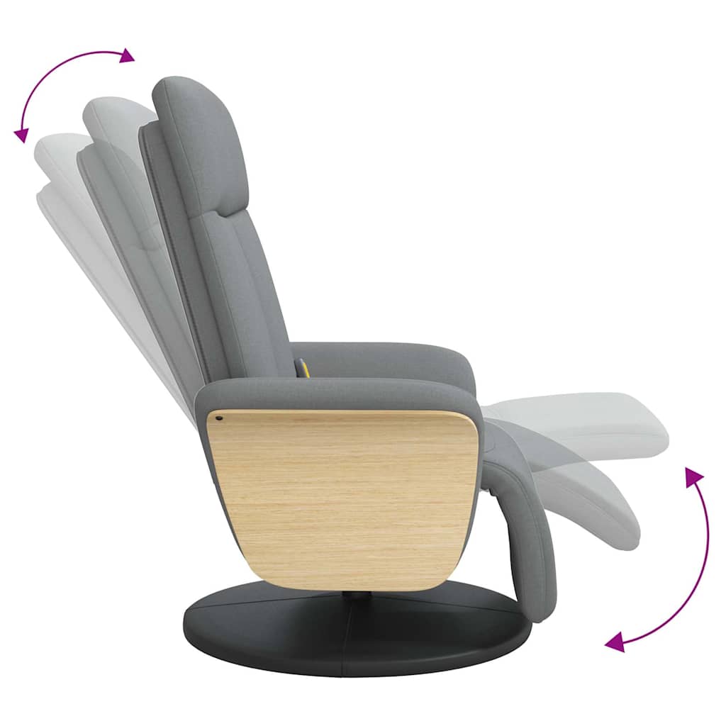 Fauteuil inclinable de massage et repose-pieds gris clair tissu - XIOS