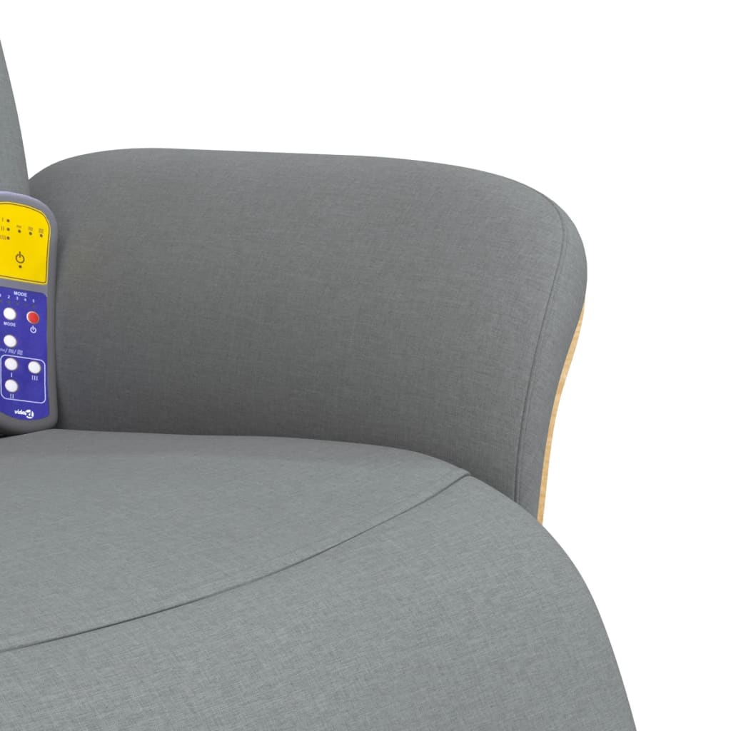 Fauteuil inclinable de massage et repose-pieds gris clair tissu - XIOS