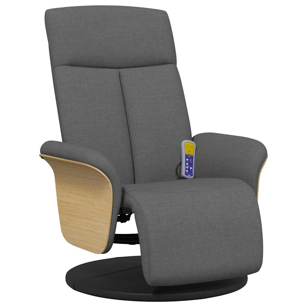 Fauteuil inclinable de massage et repose-pieds gris foncé tissu - XIOS