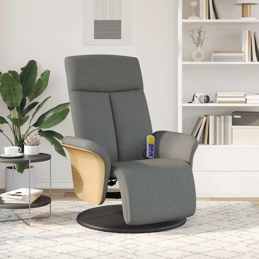 Fauteuil inclinable de massage et repose-pieds gris foncé tissu - XIOS