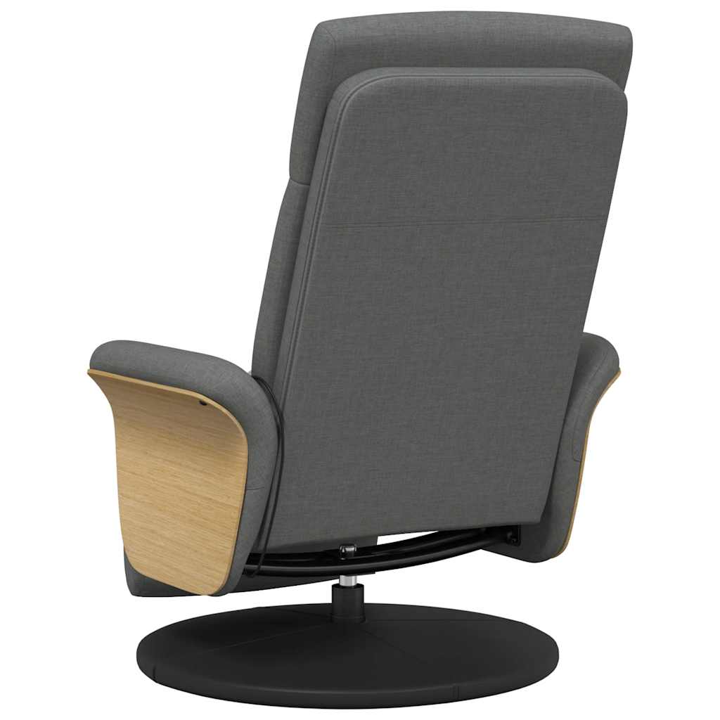 Fauteuil inclinable de massage et repose-pieds gris foncé tissu - XIOS