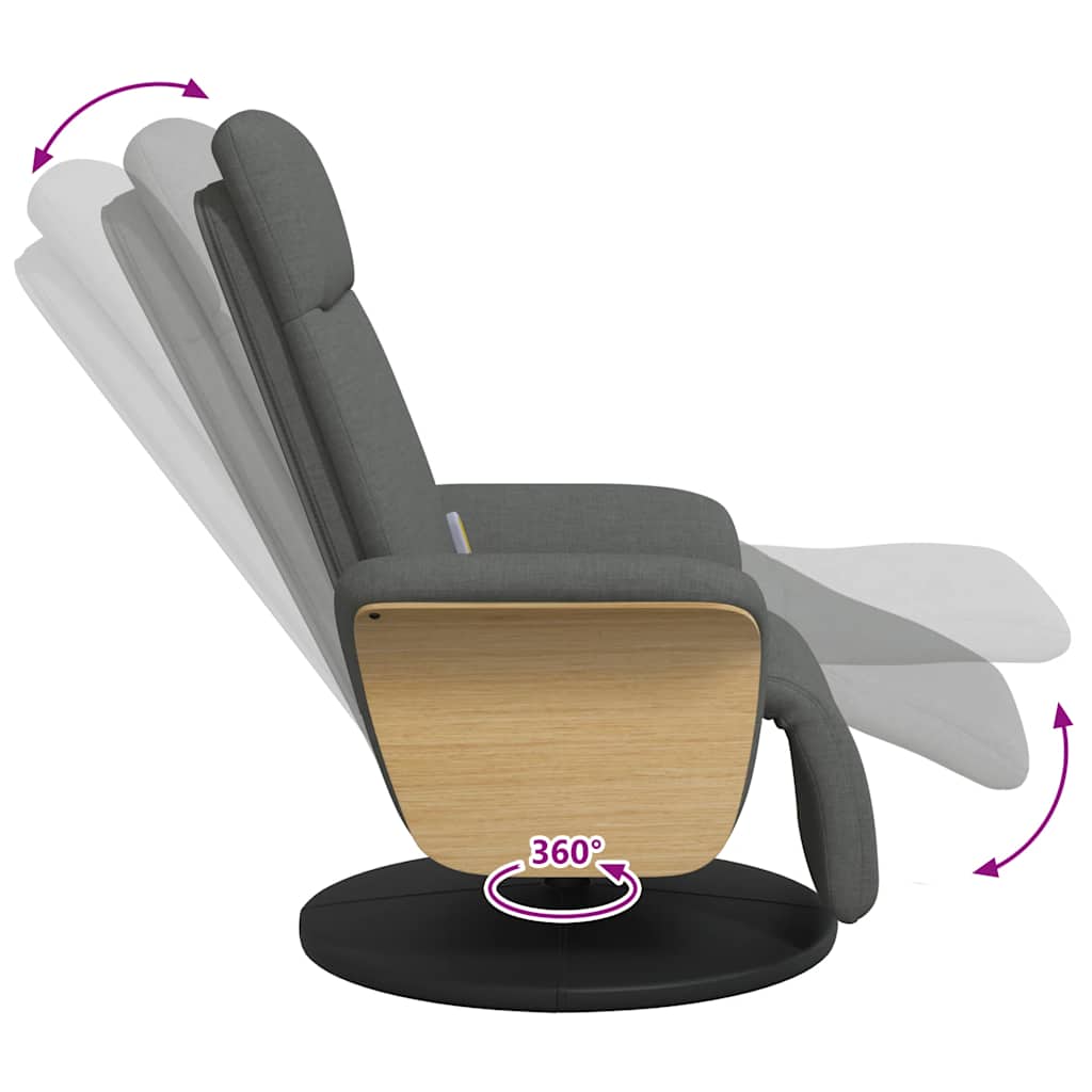 Fauteuil inclinable de massage et repose-pieds gris foncé tissu - XIOS