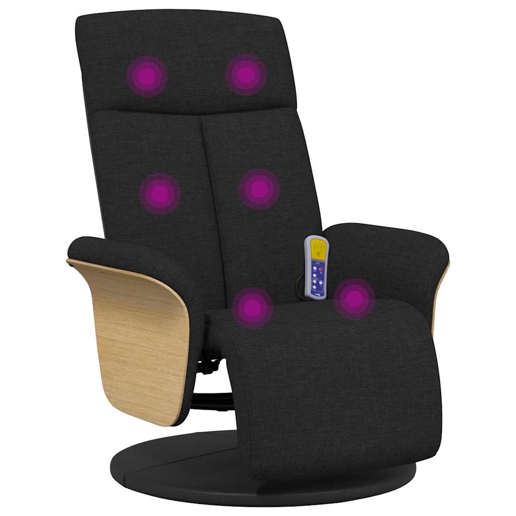 Fauteuil inclinable de massage avec repose-pieds noir tissu - XIOS