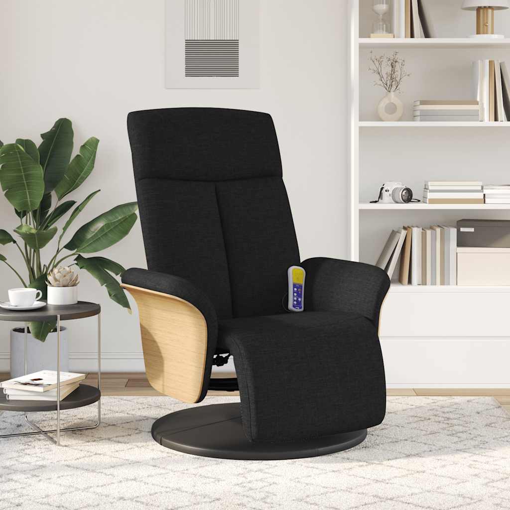 Fauteuil inclinable de massage avec repose-pieds noir tissu - XIOS
