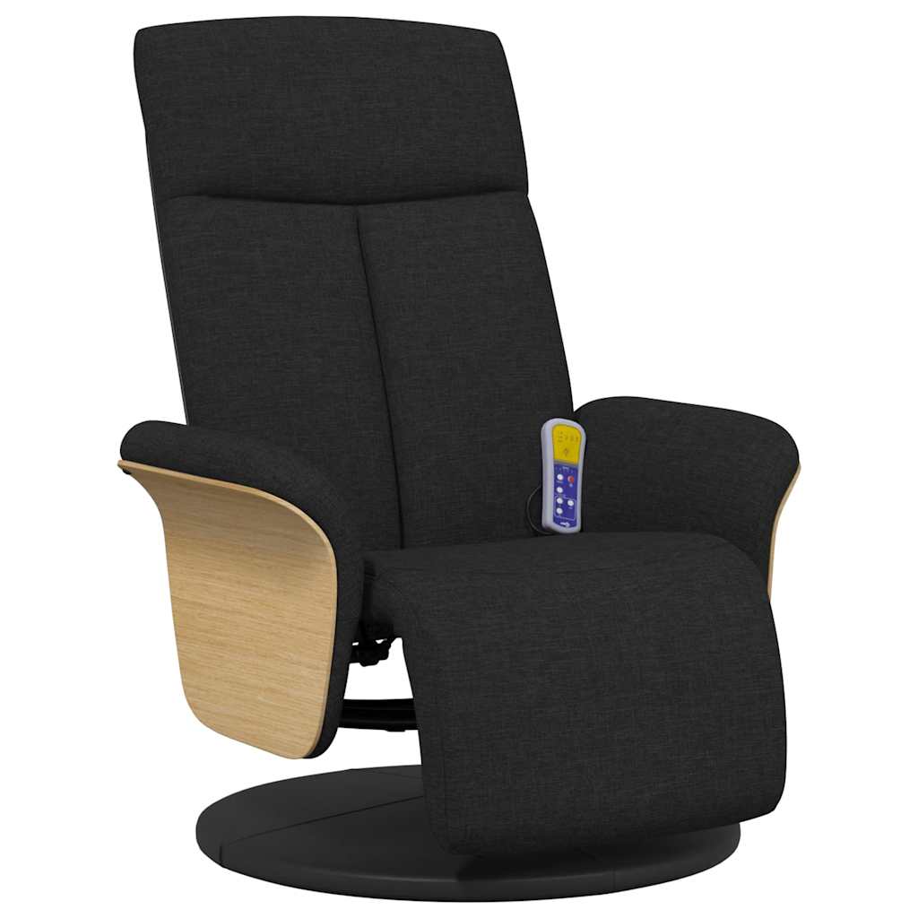 Fauteuil inclinable de massage avec repose-pieds noir tissu - XIOS