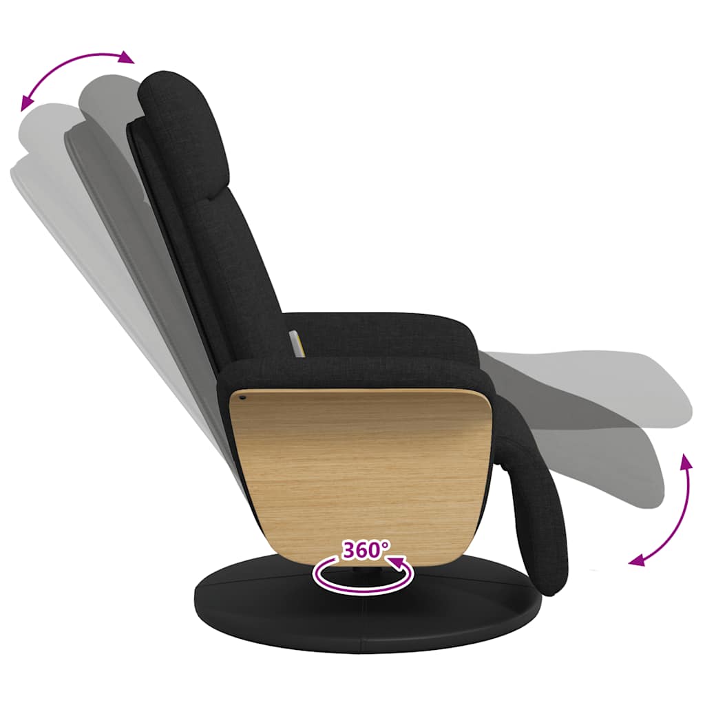 Fauteuil inclinable de massage avec repose-pieds noir tissu - XIOS