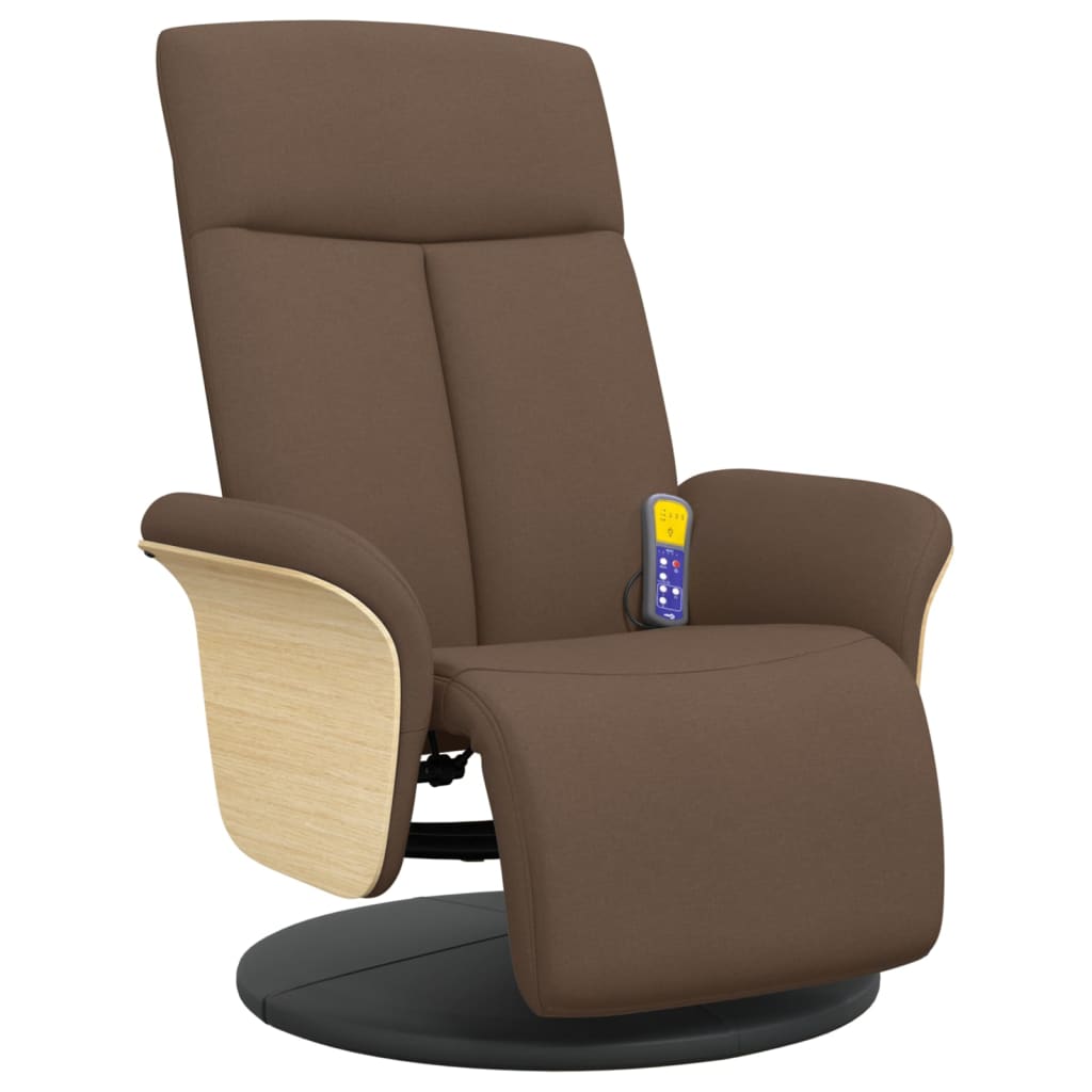 Fauteuil inclinable de massage avec repose-pieds marron tissu - XIOS