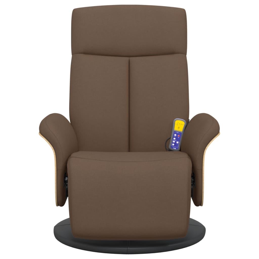Fauteuil inclinable de massage avec repose-pieds marron tissu - XIOS
