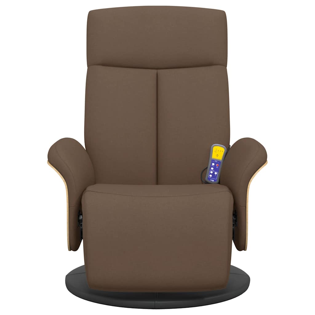 Fauteuil inclinable de massage avec repose-pieds marron tissu - XIOS