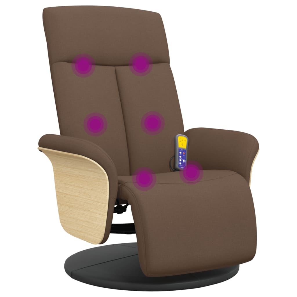 Fauteuil inclinable de massage avec repose-pieds marron tissu - XIOS