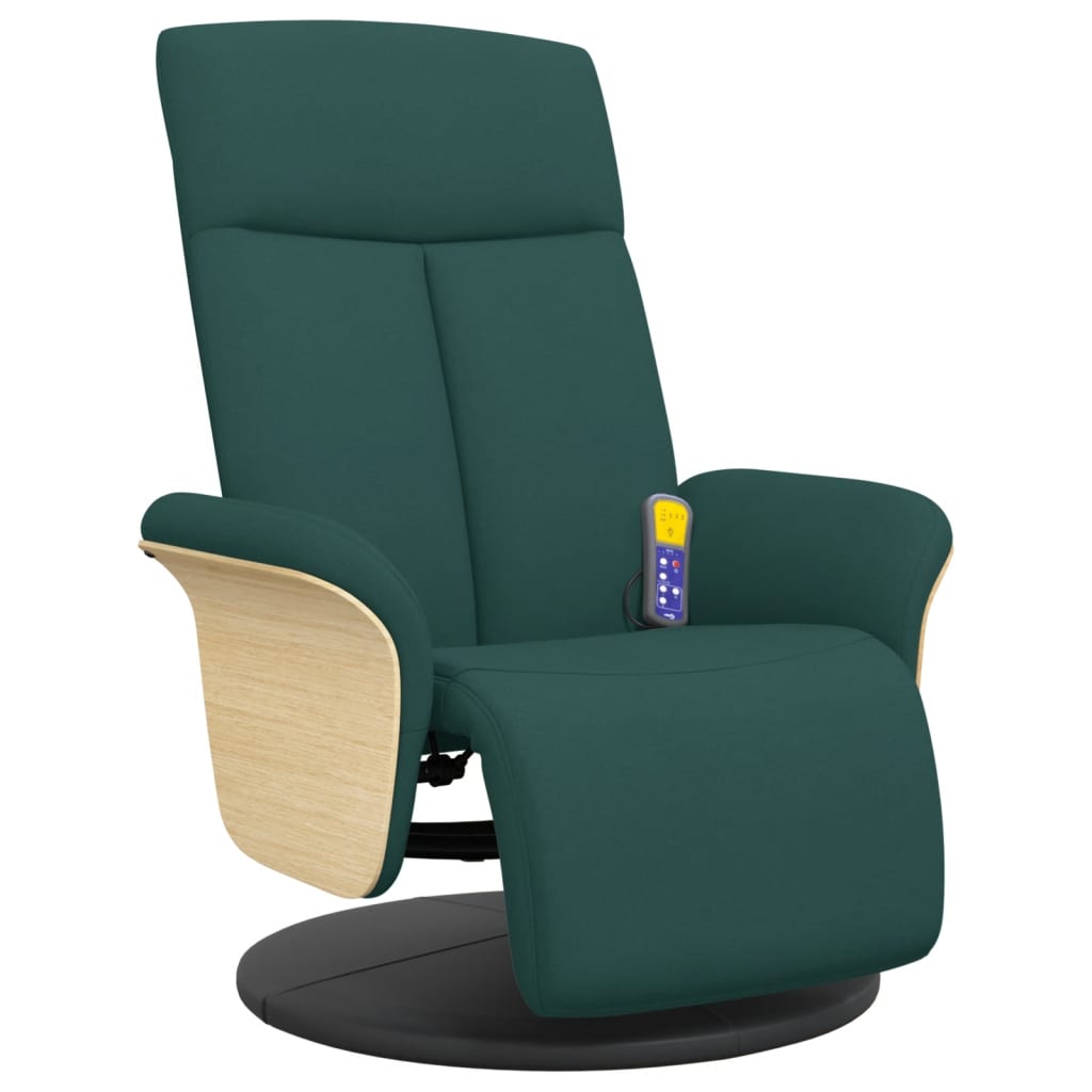 Fauteuil inclinable de massage et repose-pieds vert foncé tissu - XIOS