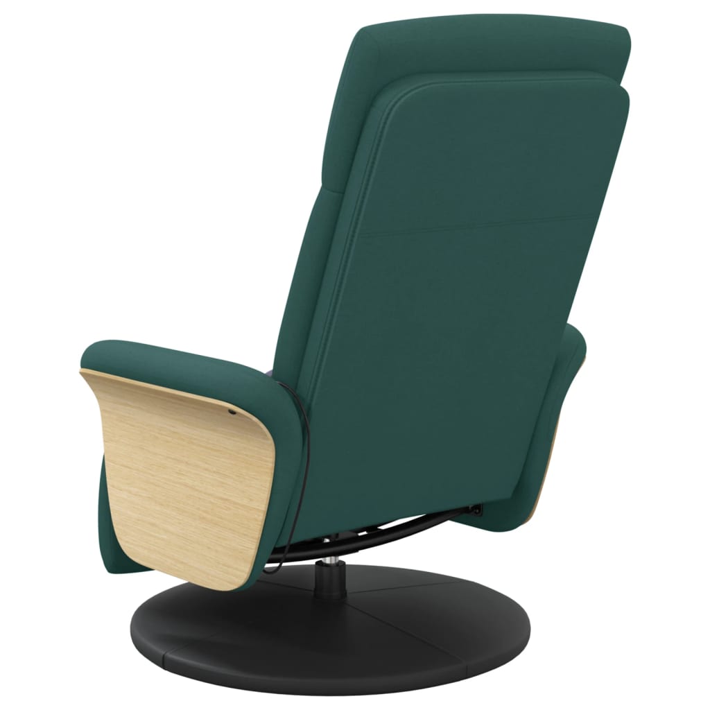 Fauteuil inclinable de massage et repose-pieds vert foncé tissu - XIOS