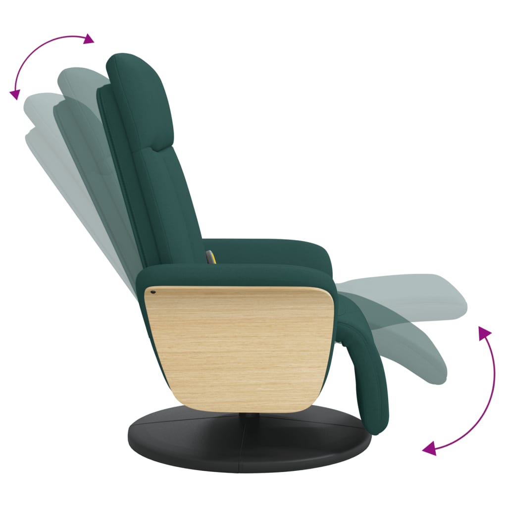 Fauteuil inclinable de massage et repose-pieds vert foncé tissu - XIOS