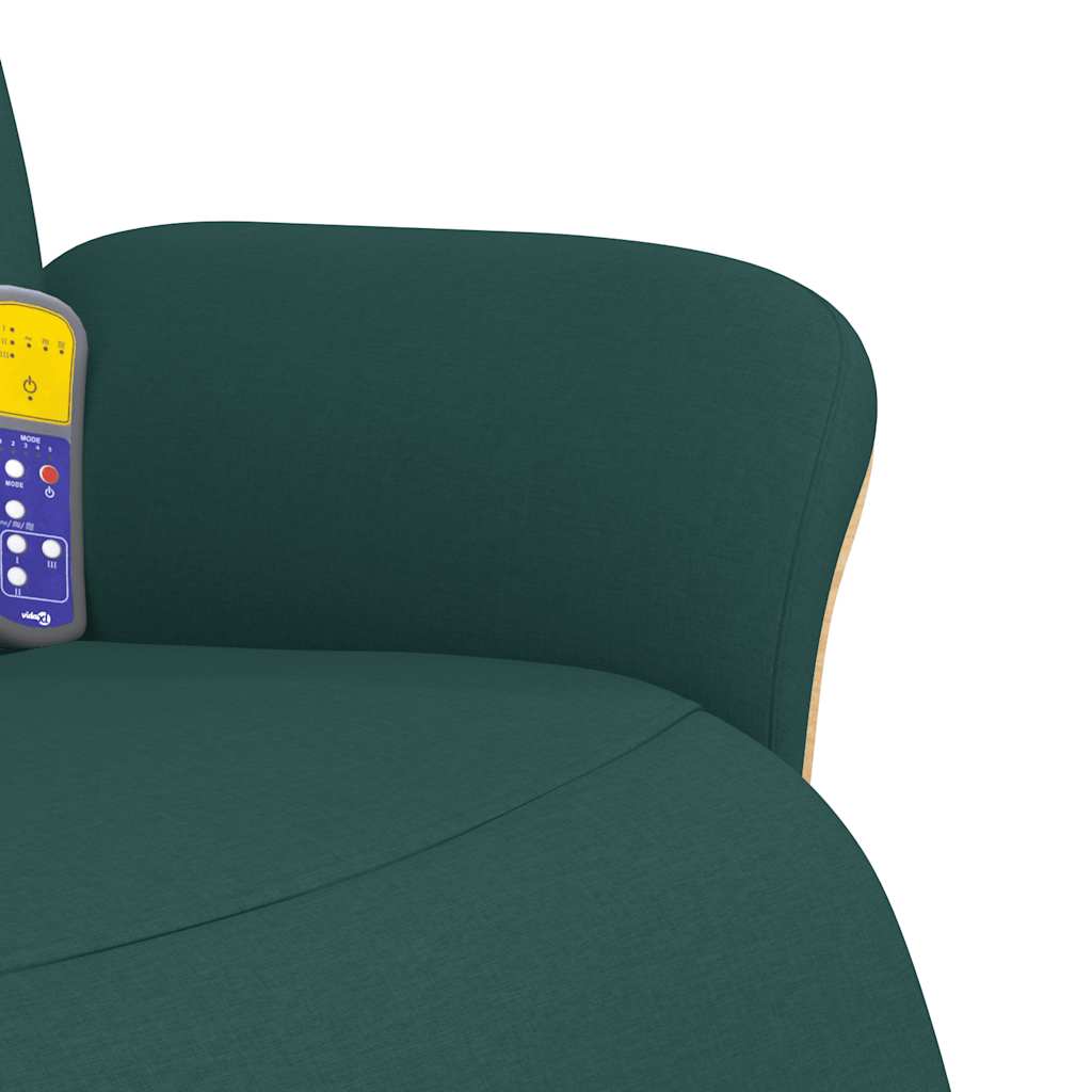 Fauteuil inclinable de massage et repose-pieds vert foncé tissu - XIOS