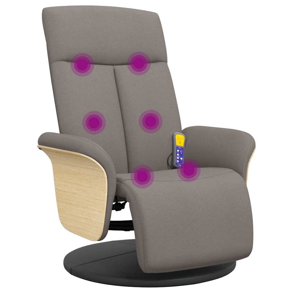 Fauteuil inclinable de massage avec repose-pieds taupe tissu - XIOS