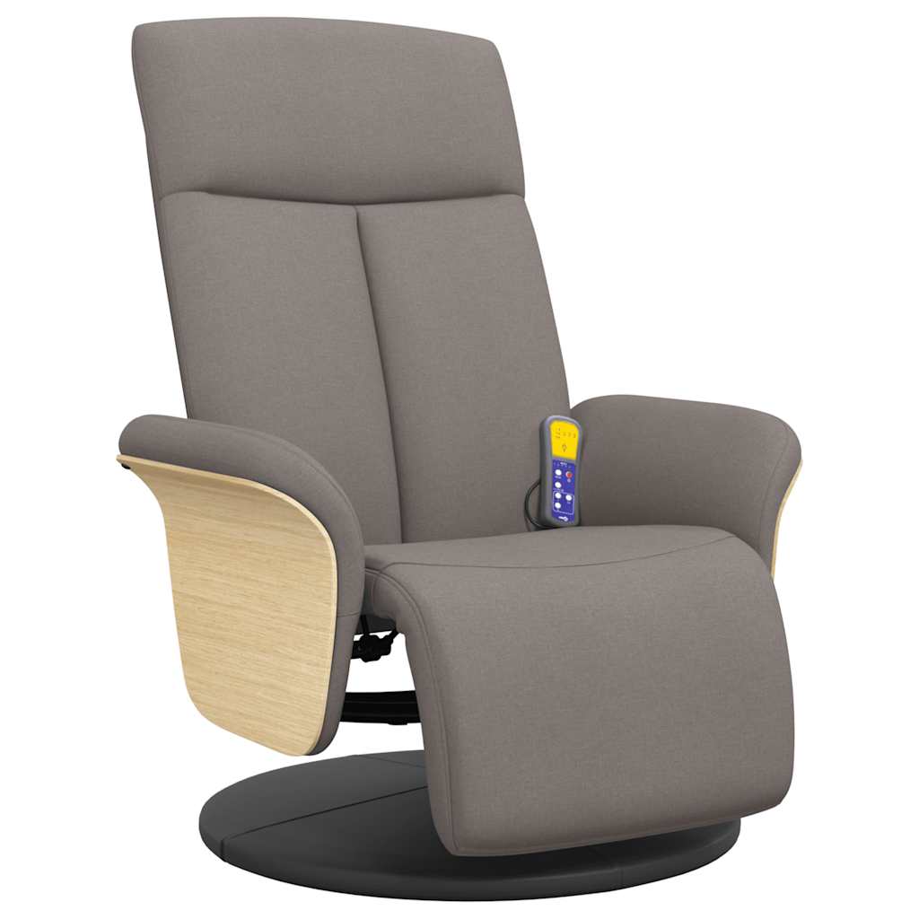 Fauteuil inclinable de massage avec repose-pieds taupe tissu - XIOS