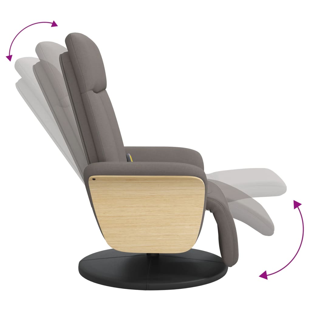 Fauteuil inclinable de massage avec repose-pieds taupe tissu - XIOS