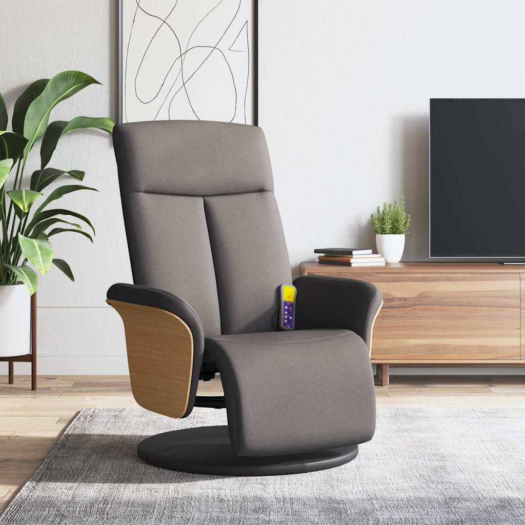 Fauteuil inclinable de massage avec repose-pieds taupe tissu - XIOS