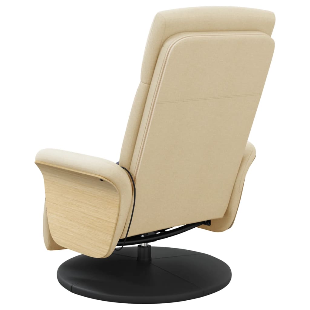 Fauteuil inclinable de massage avec repose-pieds crème tissu - XIOS