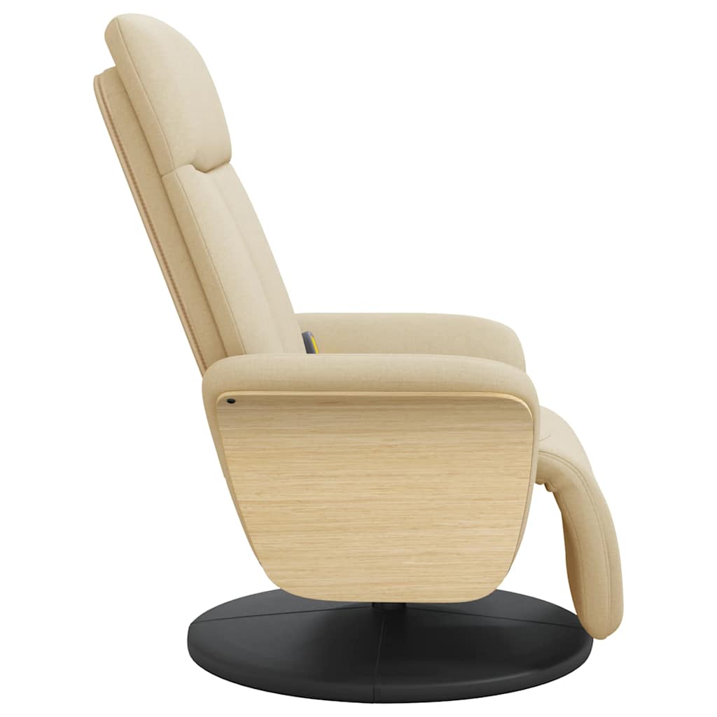 Fauteuil inclinable de massage avec repose-pieds crème tissu - XIOS