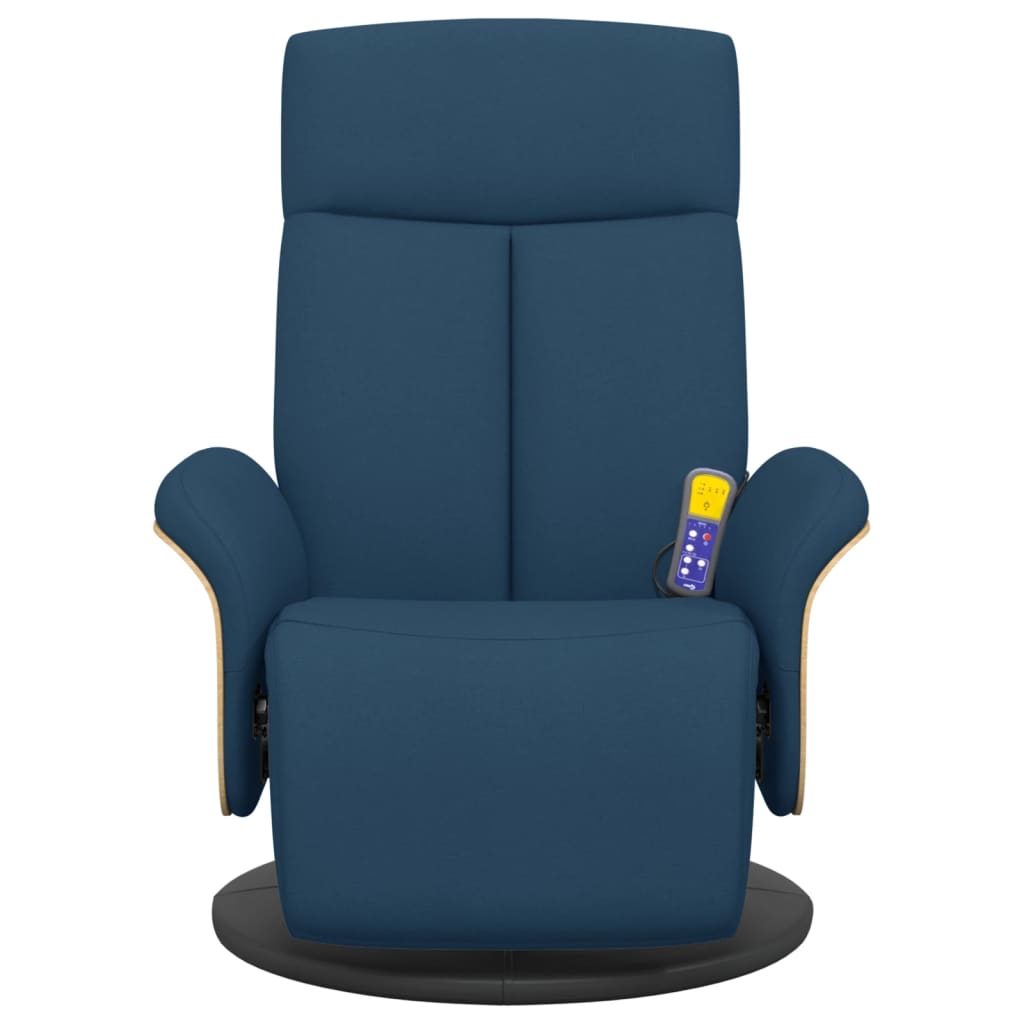 Fauteuil inclinable de massage avec repose-pieds bleu tissu - XIOS