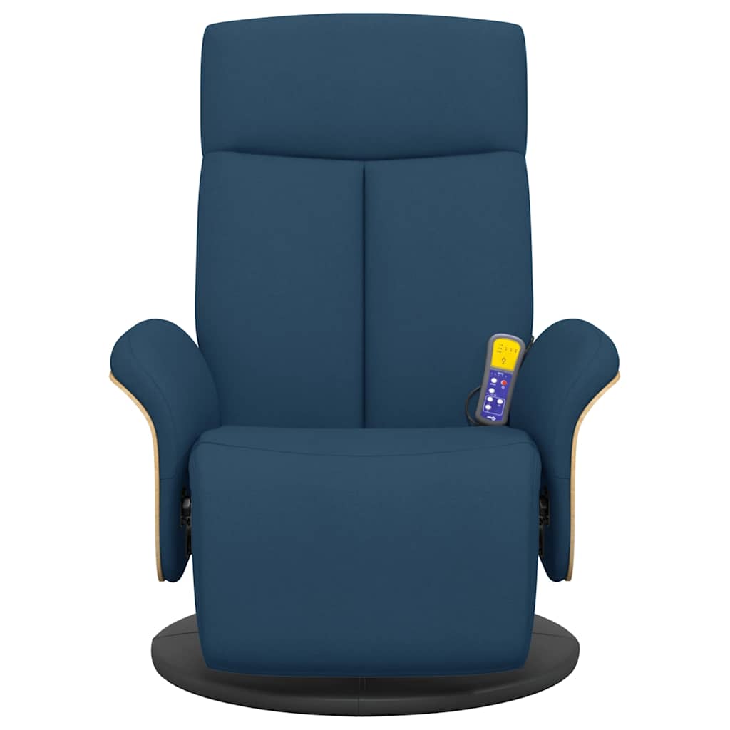 Fauteuil inclinable de massage avec repose-pieds bleu tissu - XIOS