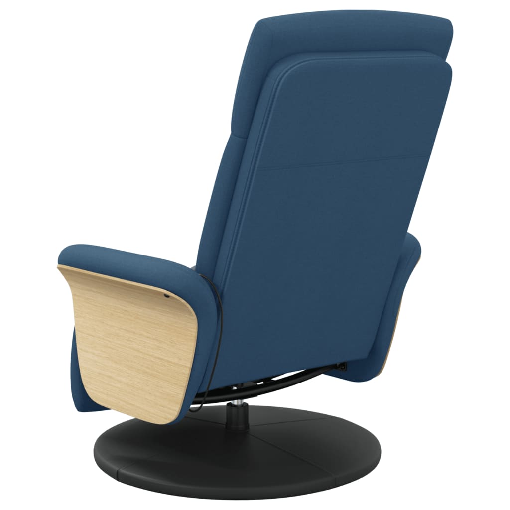 Fauteuil inclinable de massage avec repose-pieds bleu tissu - XIOS