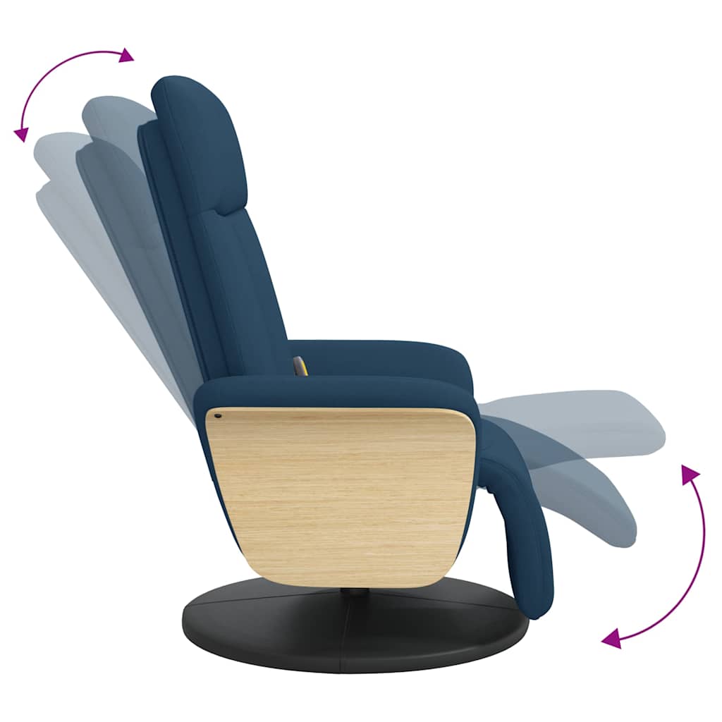 Fauteuil inclinable de massage avec repose-pieds bleu tissu - XIOS