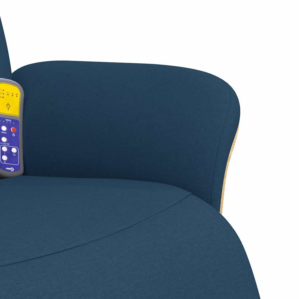 Fauteuil inclinable de massage avec repose-pieds bleu tissu - XIOS