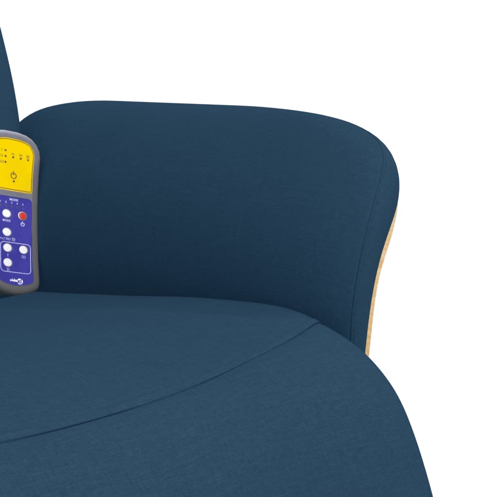 Fauteuil inclinable de massage avec repose-pieds bleu tissu - XIOS