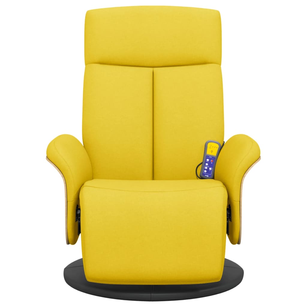 Fauteuil inclinable de massage repose-pieds jaune clair tissu - XIOS