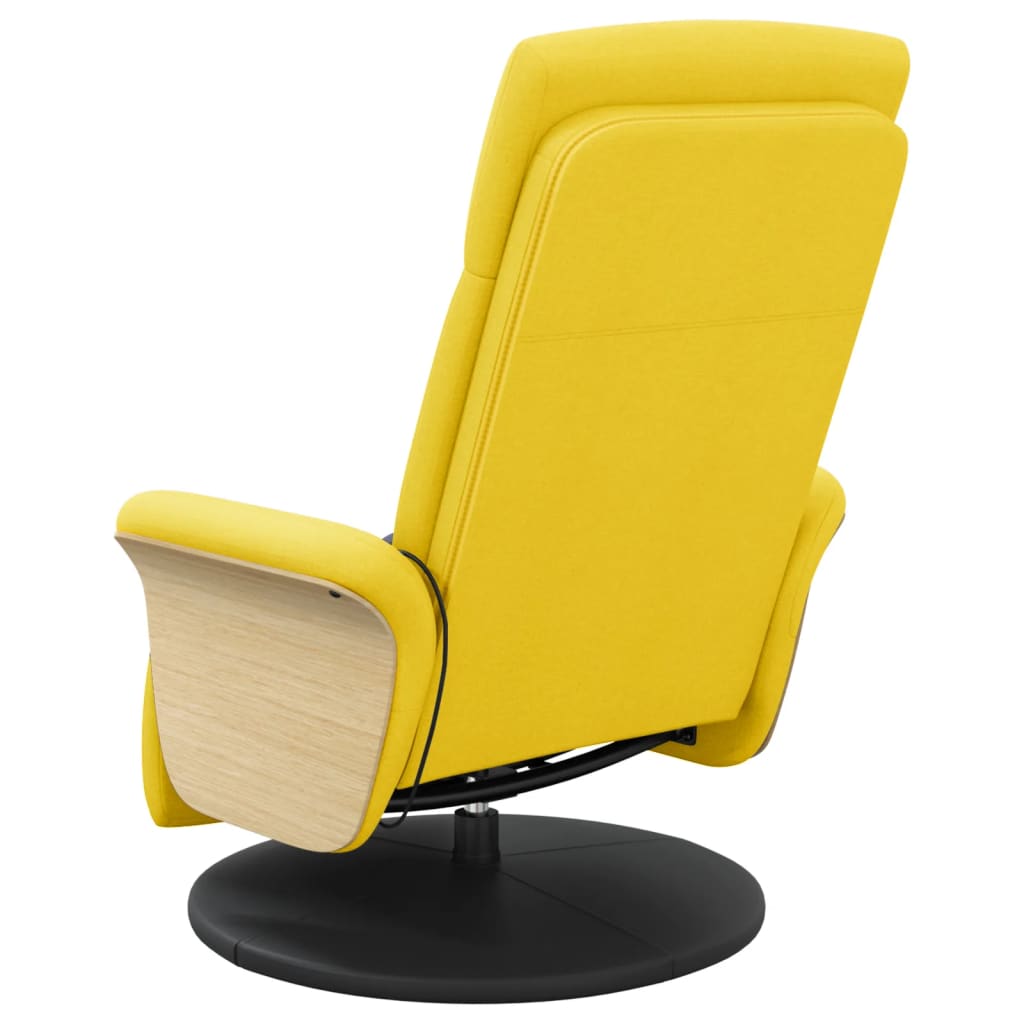 Fauteuil inclinable de massage repose-pieds jaune clair tissu - XIOS