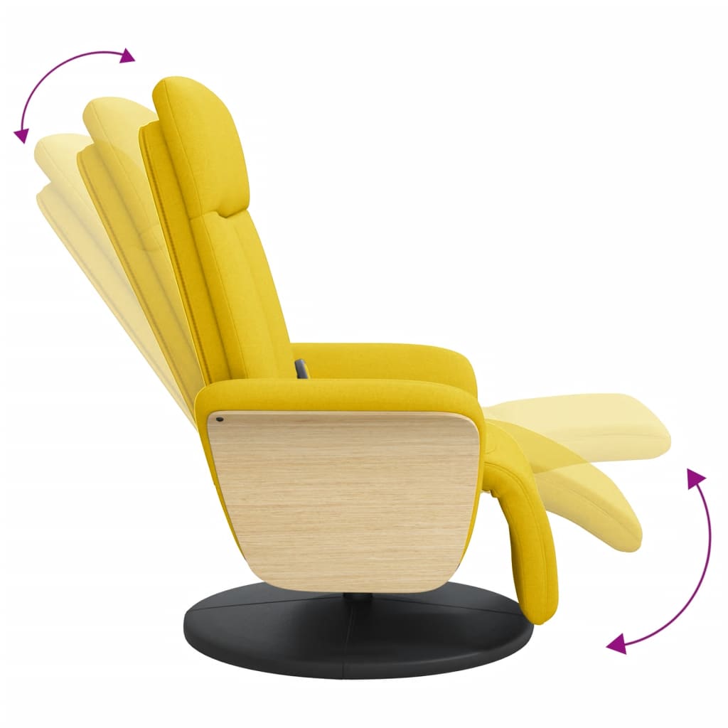 Fauteuil inclinable de massage repose-pieds jaune clair tissu - XIOS