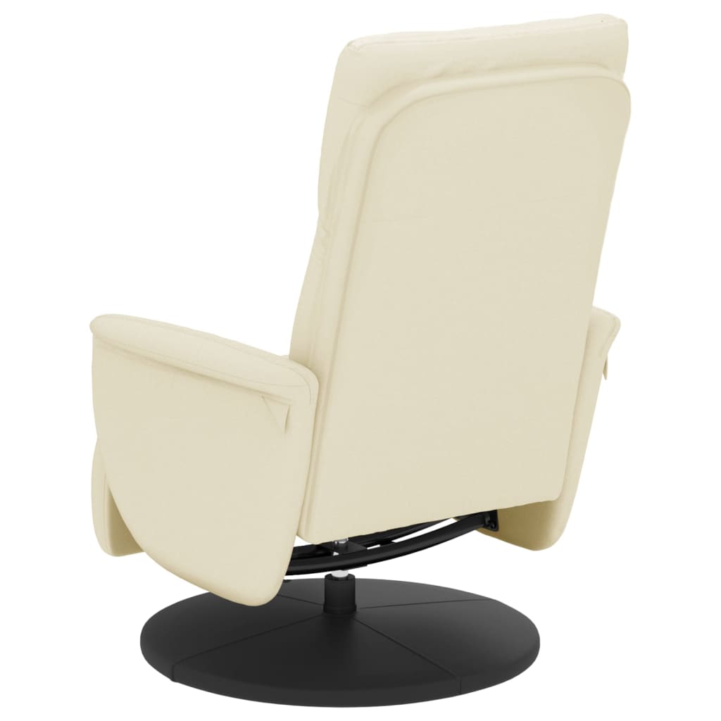 Fauteuil inclinable avec repose-pieds crème similicuir