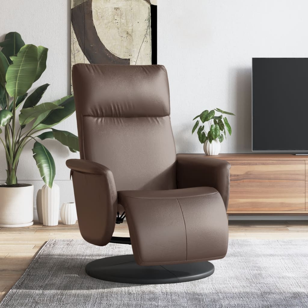 Fauteuil inclinable avec repose-pieds marron similicuir - XIOS