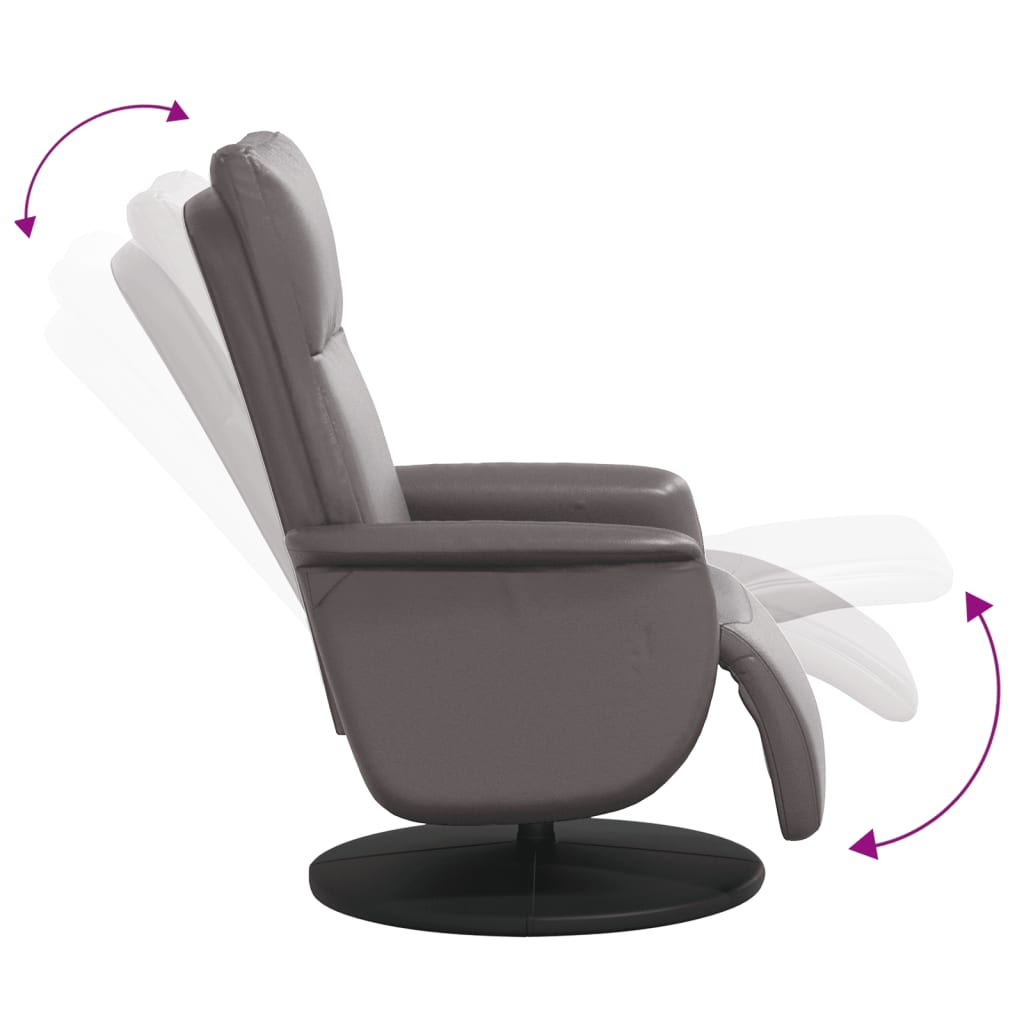 Fauteuil inclinable avec repose-pieds gris similicuir
