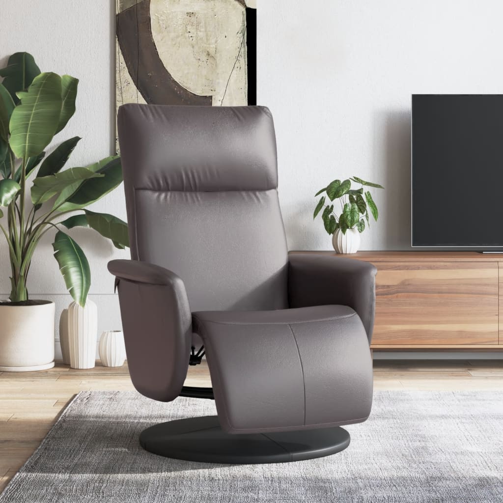 Fauteuil inclinable avec repose-pieds gris similicuir - XIOS