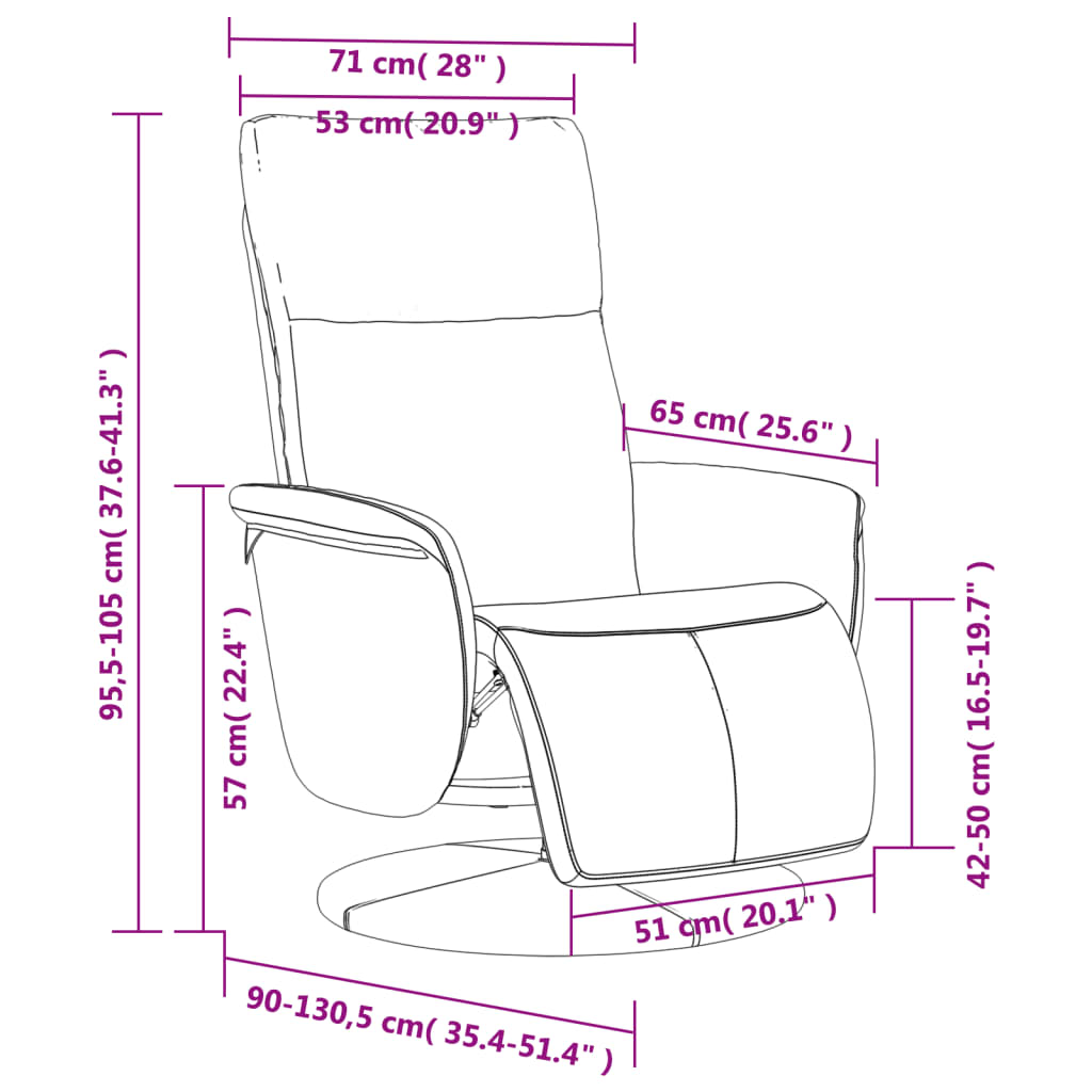 Fauteuil inclinable avec repose-pieds cappuccino similicuir - XIOS