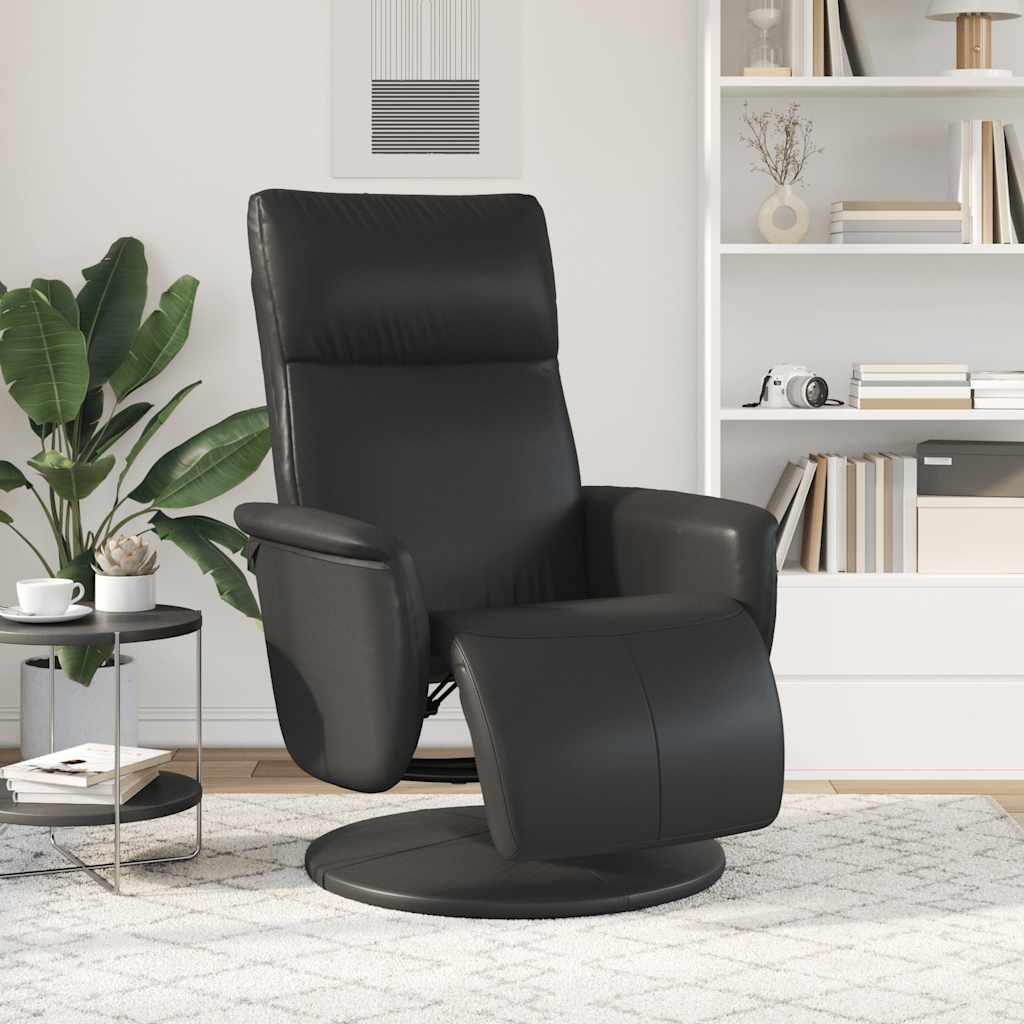 Fauteuil inclinable avec repose-pieds noir similicuir - XIOS