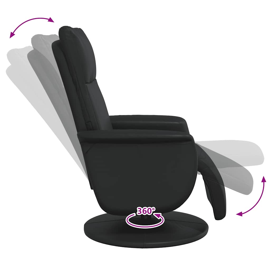 Fauteuil inclinable avec repose-pieds noir similicuir - XIOS