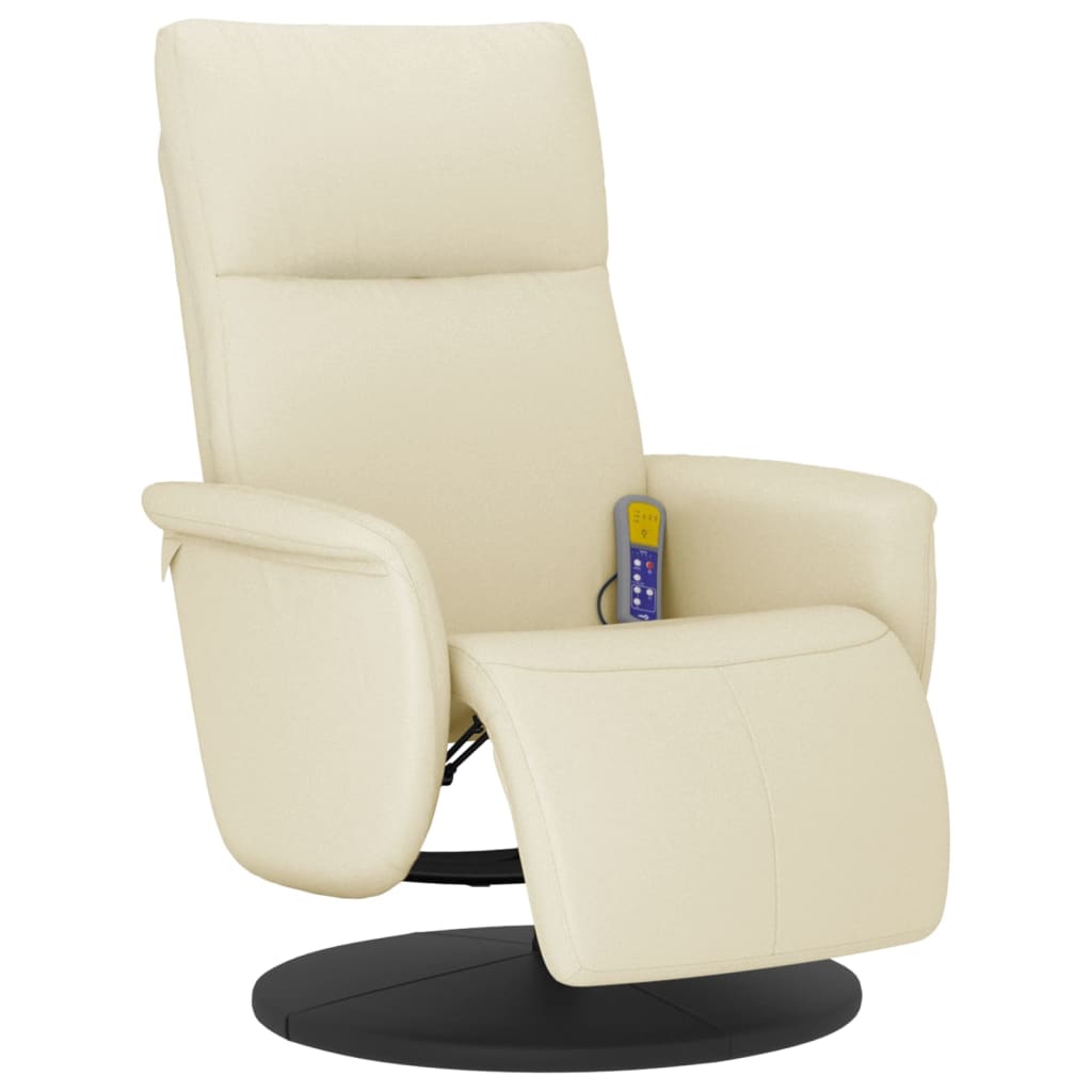 Fauteuil inclinable de massage et repose-pieds crème similicuir - XIOS