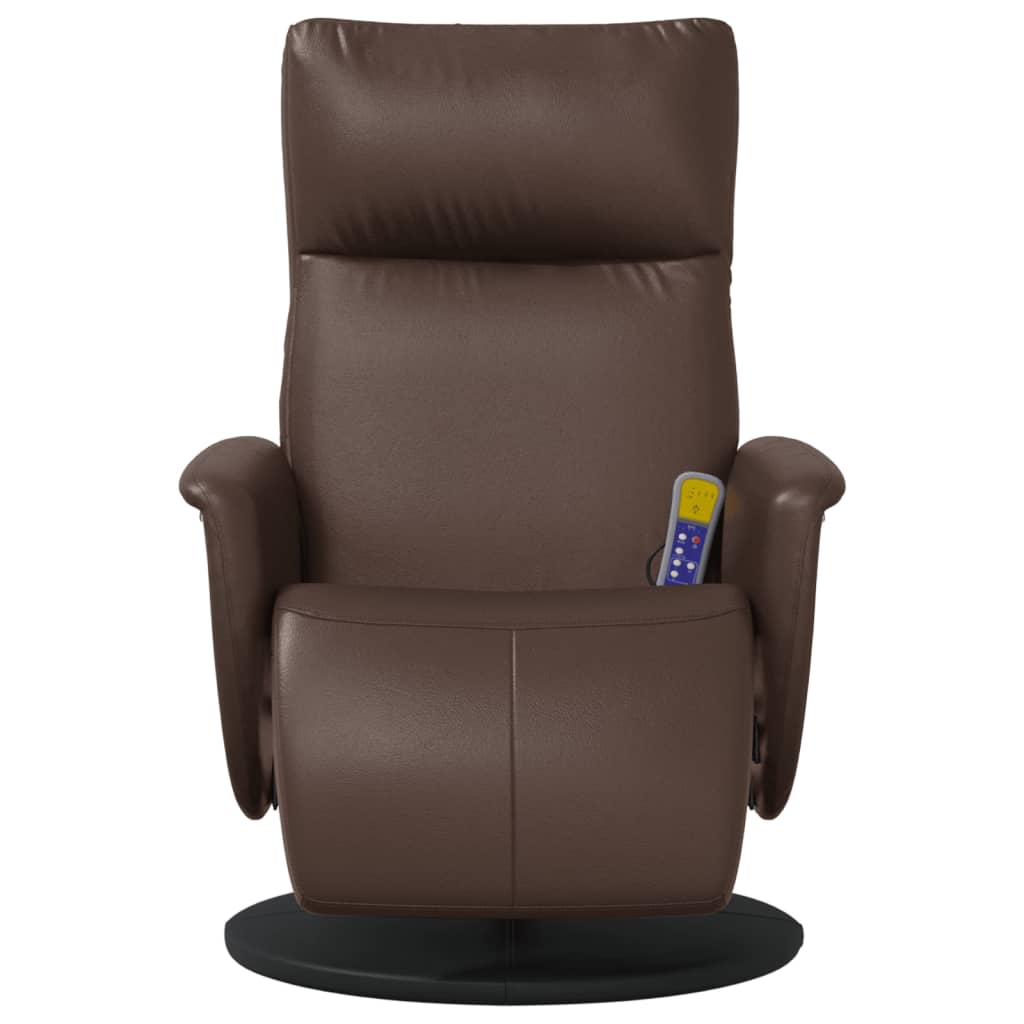 Fauteuil inclinable de massage repose-pieds marron similicuir