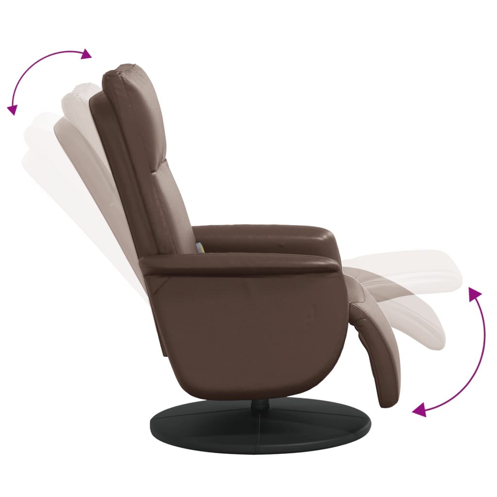 Fauteuil inclinable de massage repose-pieds marron similicuir