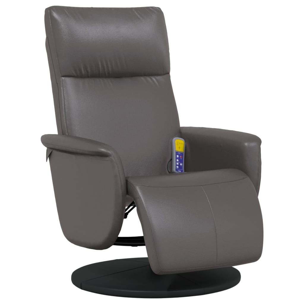 Fauteuil inclinable de massage repose-pieds gris similicuir - XIOS