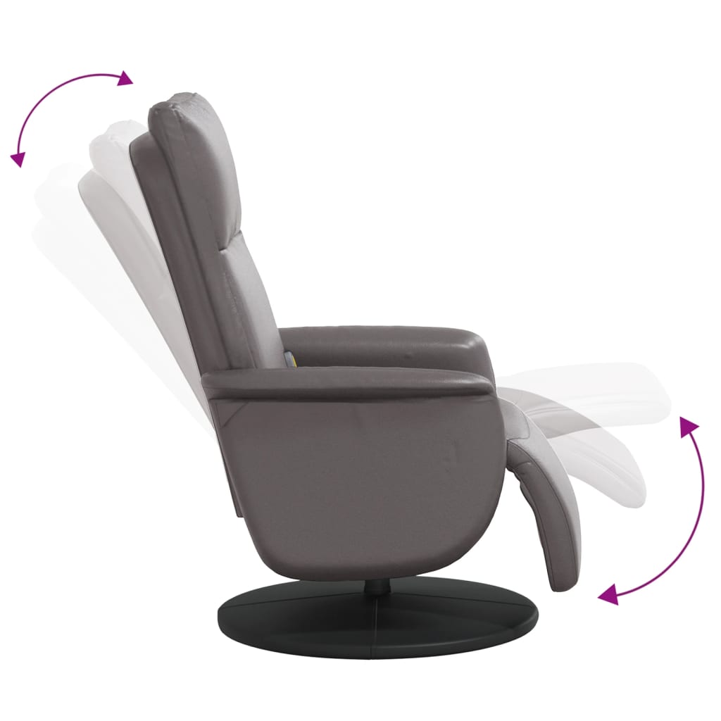 Fauteuil inclinable de massage repose-pieds gris similicuir - XIOS