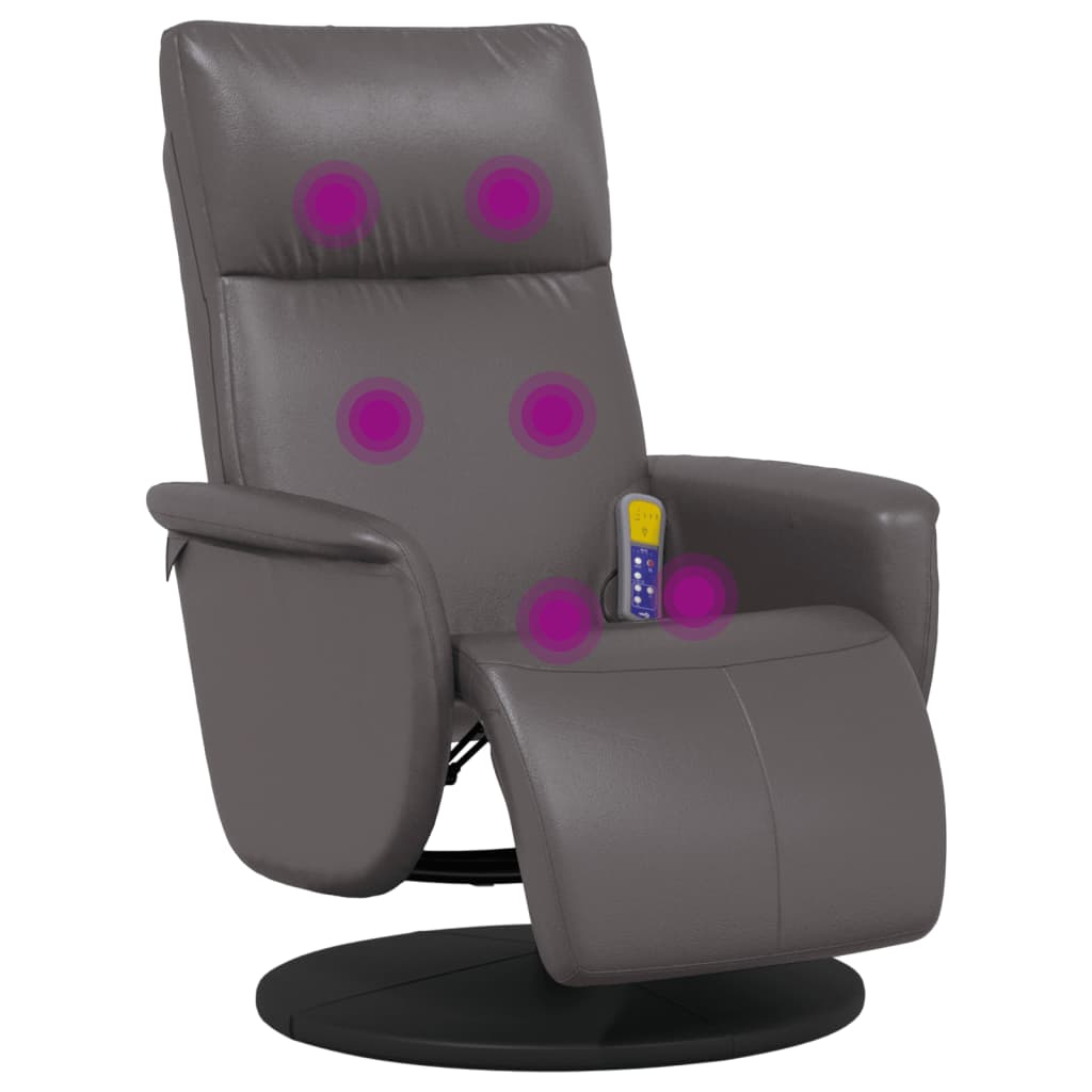 Fauteuil inclinable de massage repose-pieds gris similicuir - XIOS