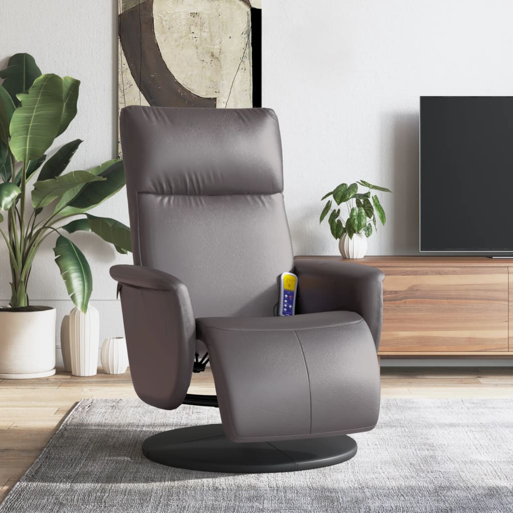 Fauteuil inclinable de massage repose-pieds gris similicuir - XIOS