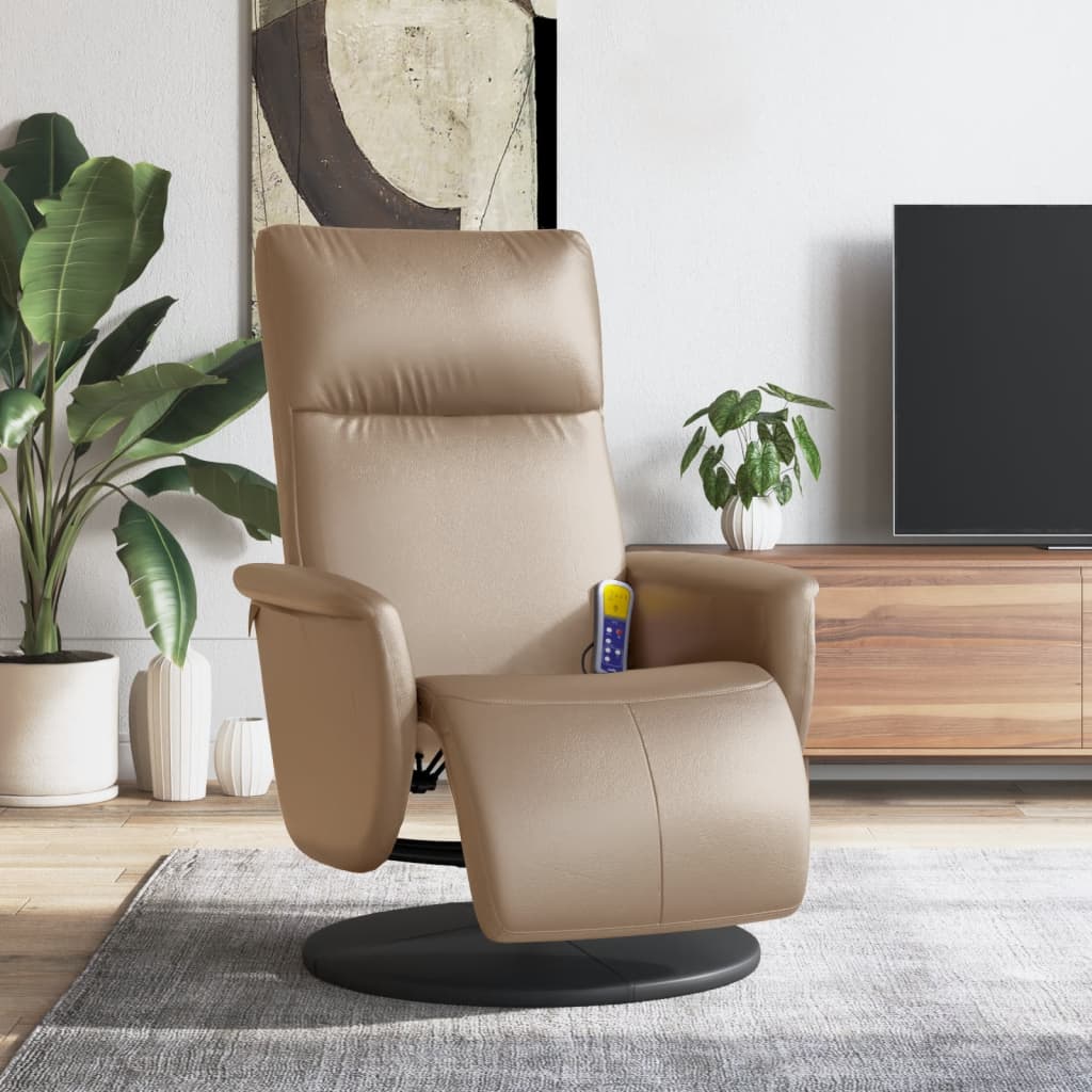 Fauteuil inclinable de massage repose-pieds cappuccino - XIOS
